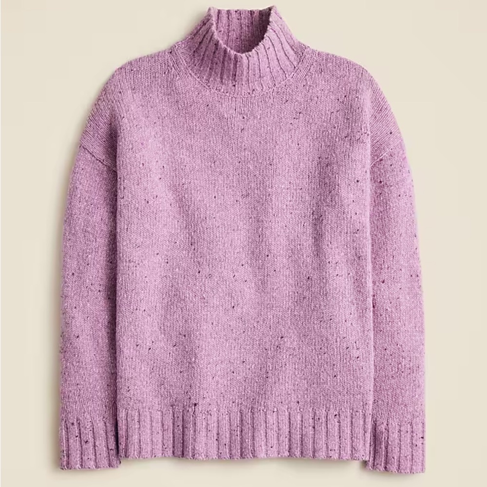 JCrew relaxed turtleneck sweater donagel wool blend in purple, size medium.